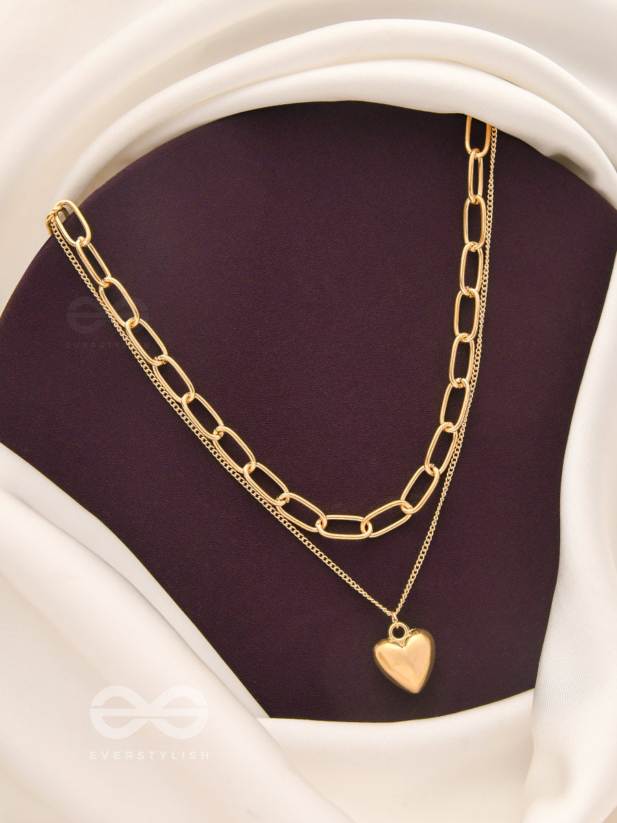 Lock Me In Your Heart - Golden Layered Statement Neckpiece With Anti-Tarnish Coating
