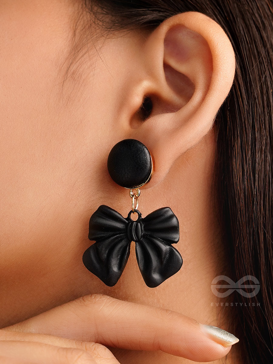 Take A Bow - Statement Earrings (Black)