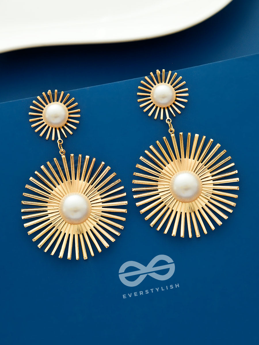 Pearls Of Sunshine - Golden Statement Earrings