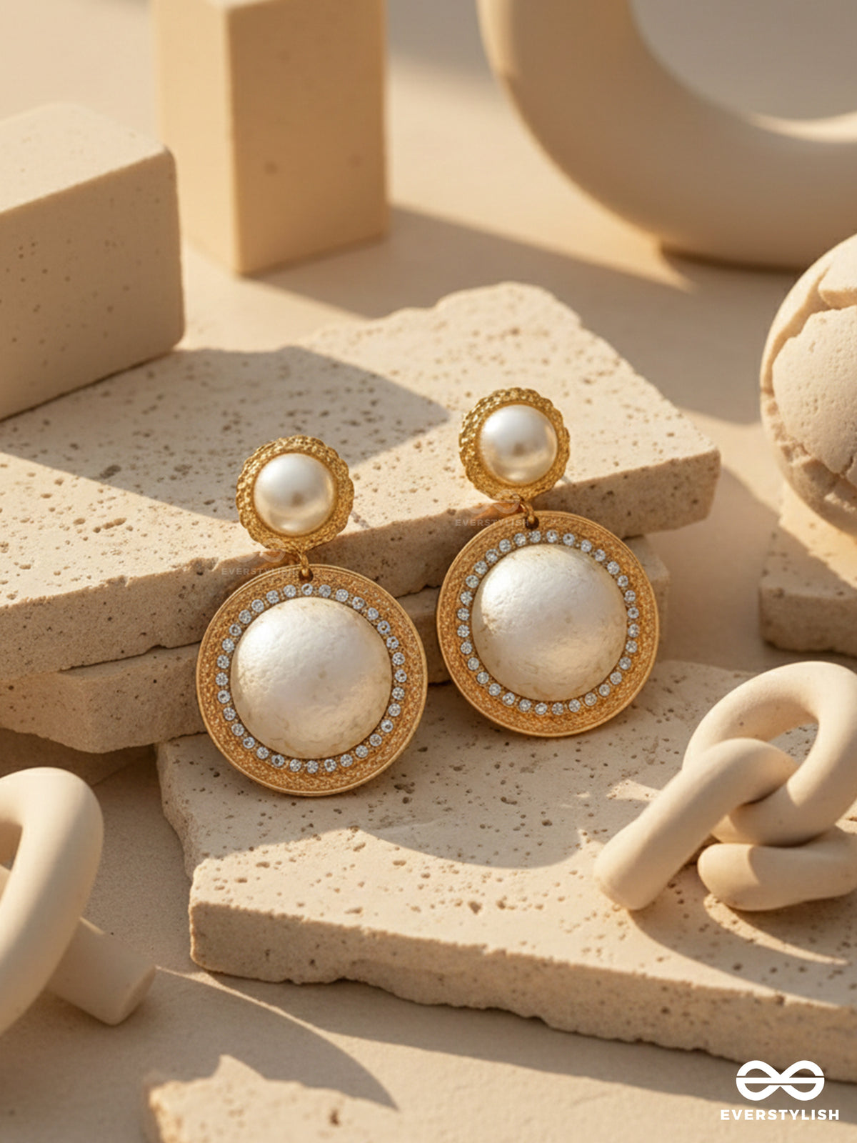 Pearls Of Poignance - Statement Golden Earrings