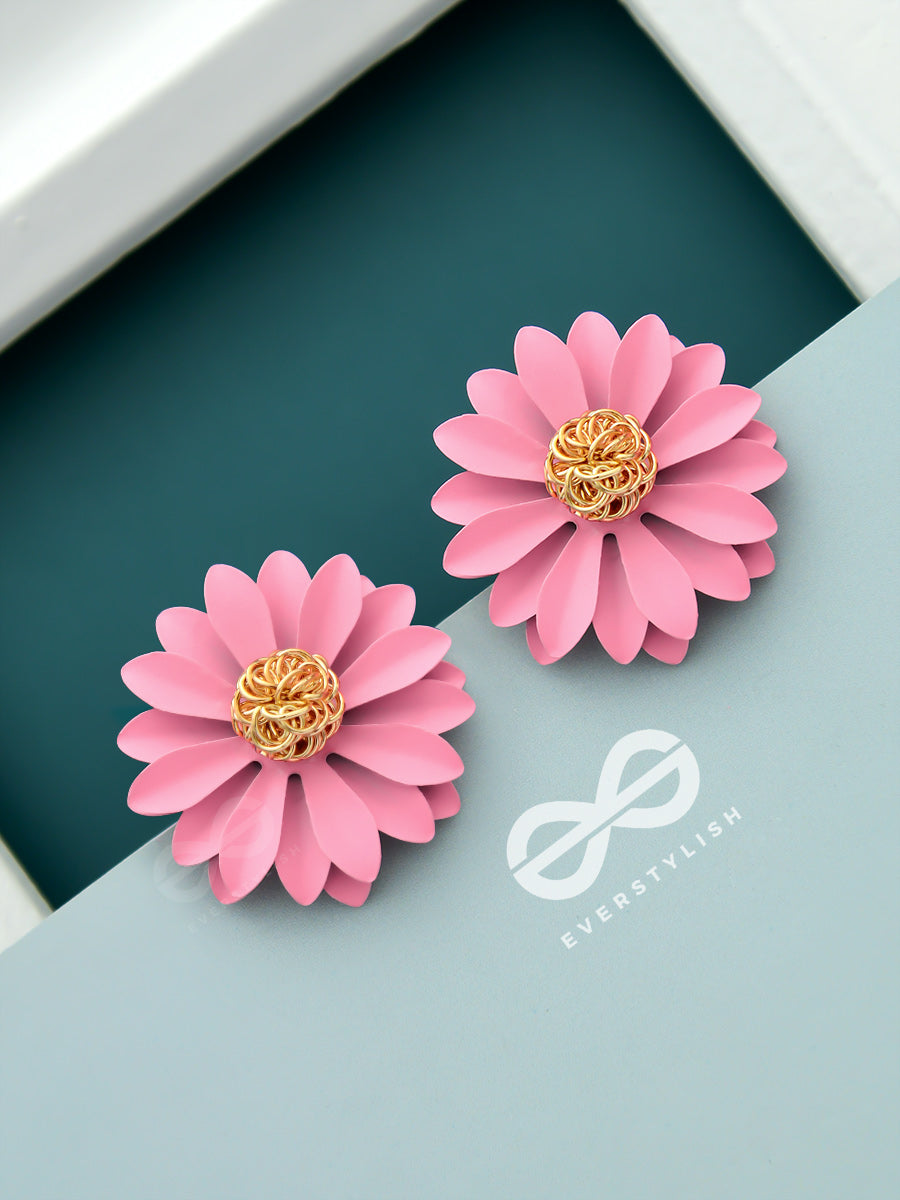 Blooming Blossoms - Statement Stud Earrings (Taffy)