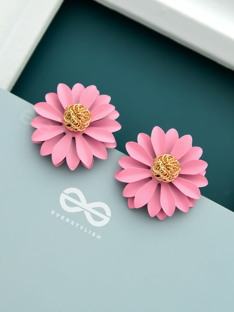 Blooming Blossoms - Statement Stud Earrings (Taffy)