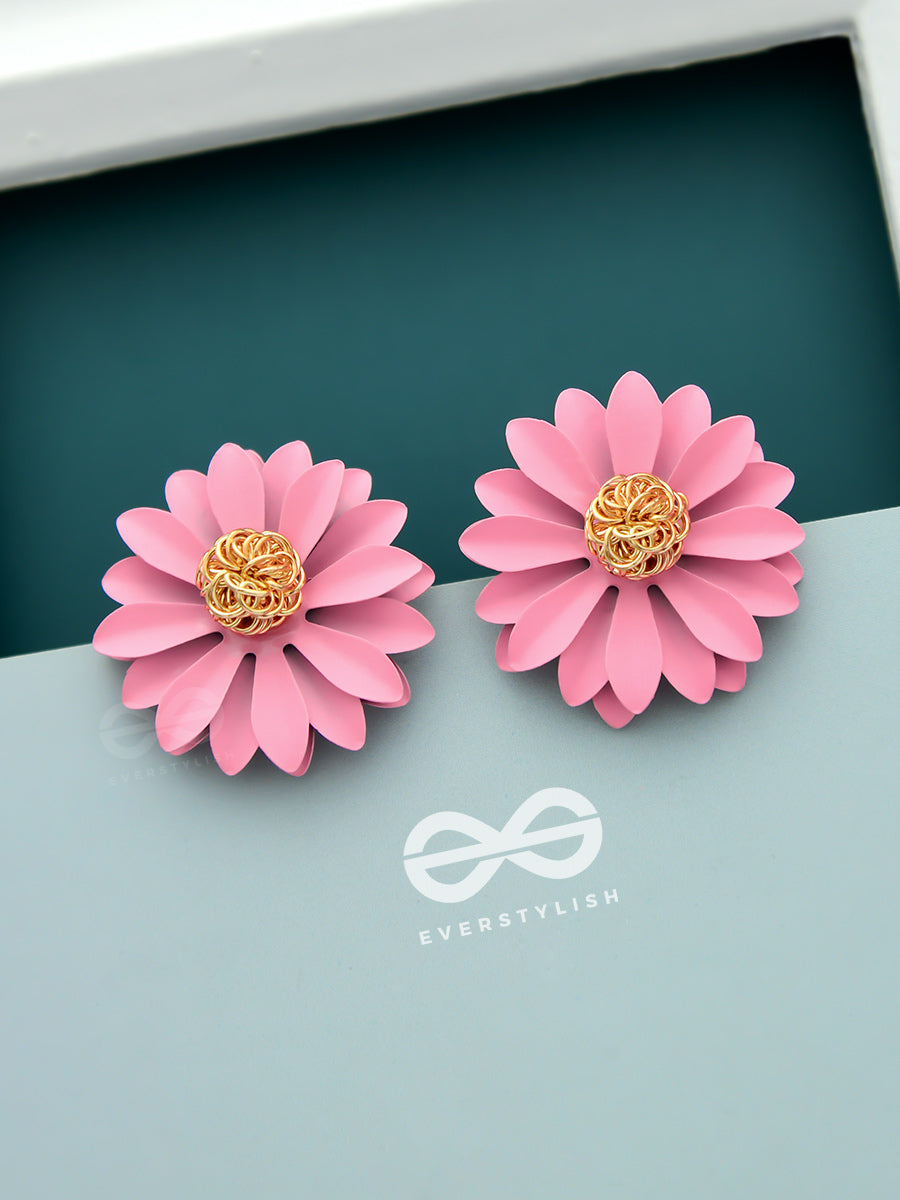 Blooming Blossoms - Statement Stud Earrings (Taffy)