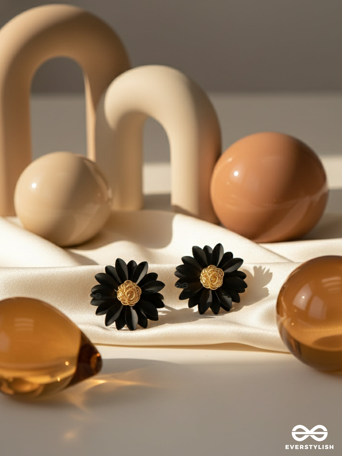 Bloom In Darkness - Statement Stud Earrings