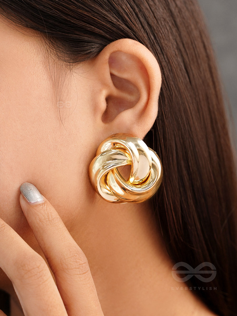 A Knot Of Elegance - Statement Golden Studs