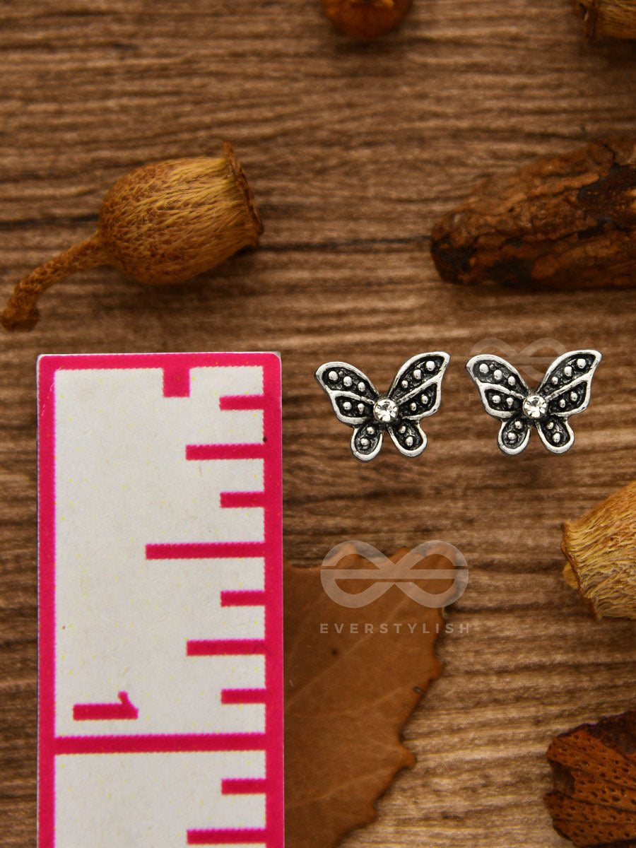 The Little Shimmery Butterfly Studs - Tiny Trinket Earrings