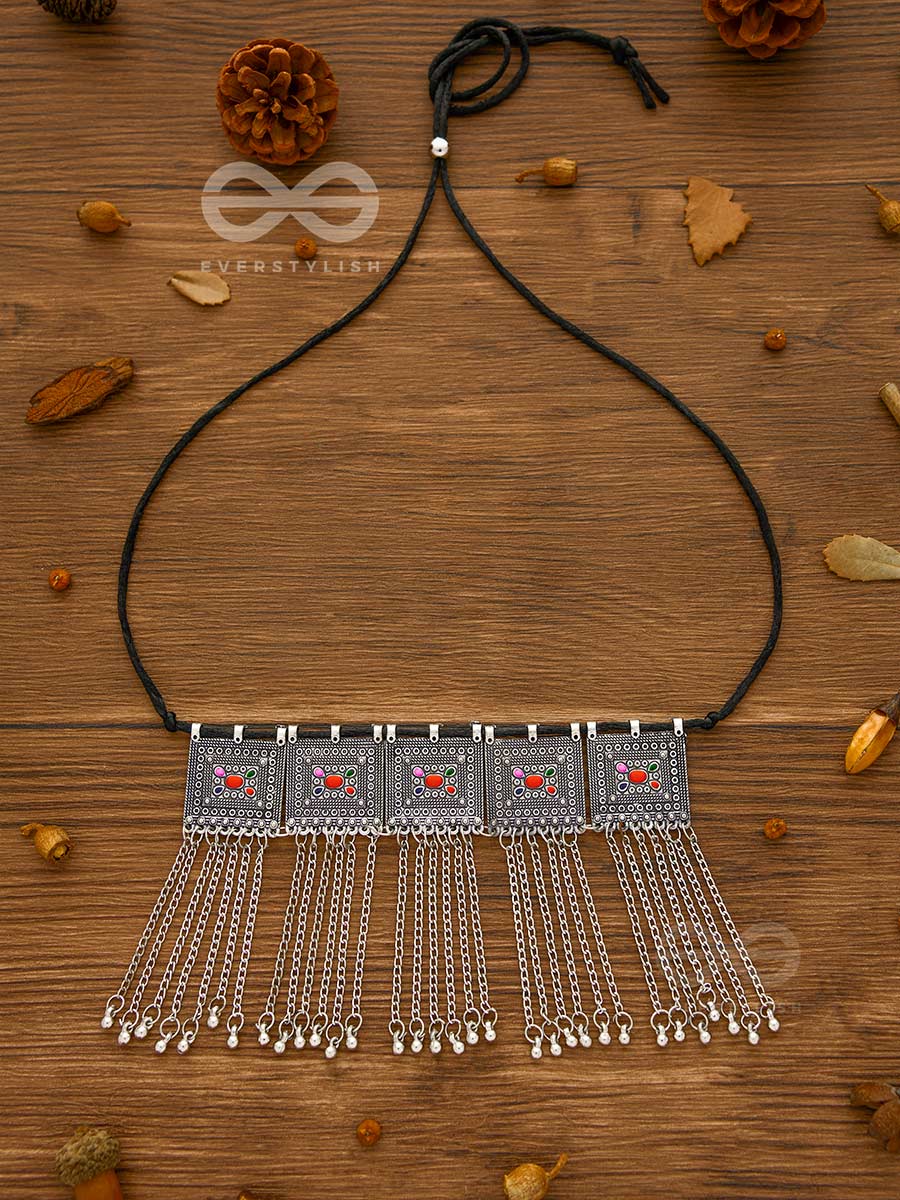 The Bohemian Geometry - Enamelled Oxidised Choker