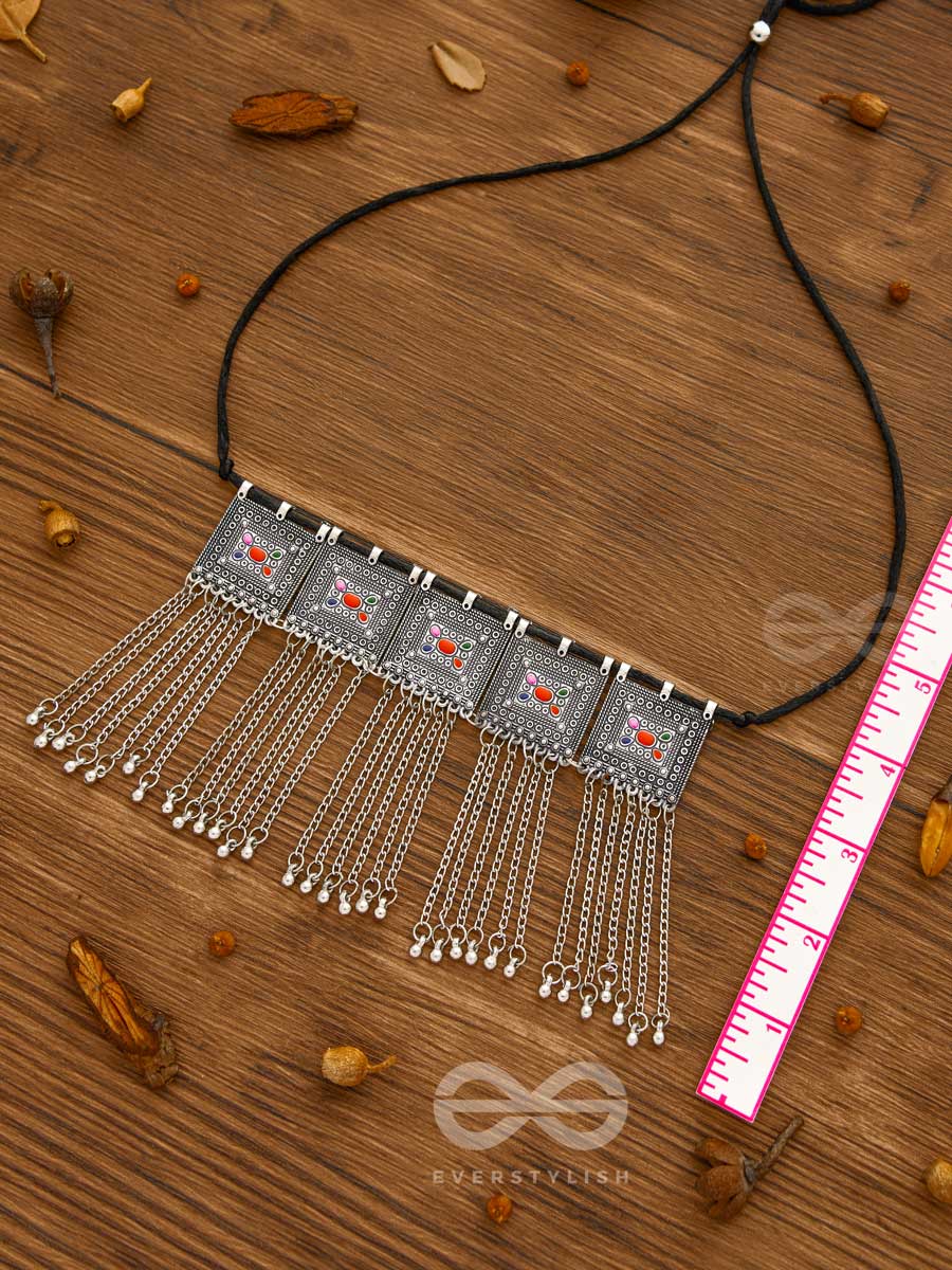 The Bohemian Geometry - Enamelled Oxidised Choker