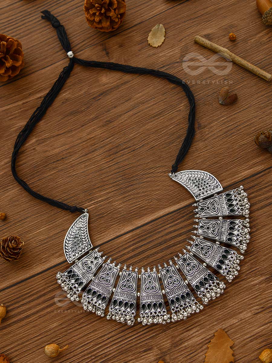 The Chunky Bohemian Statement - Set Of Oxidised Earrings And Neckpiece
