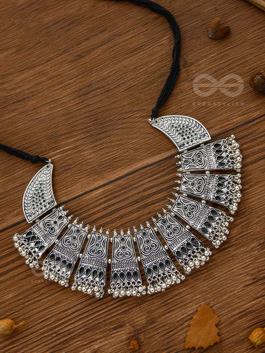 The Chunky Bohemian Statement - Set Of Oxidised Earrings And Neckpiece