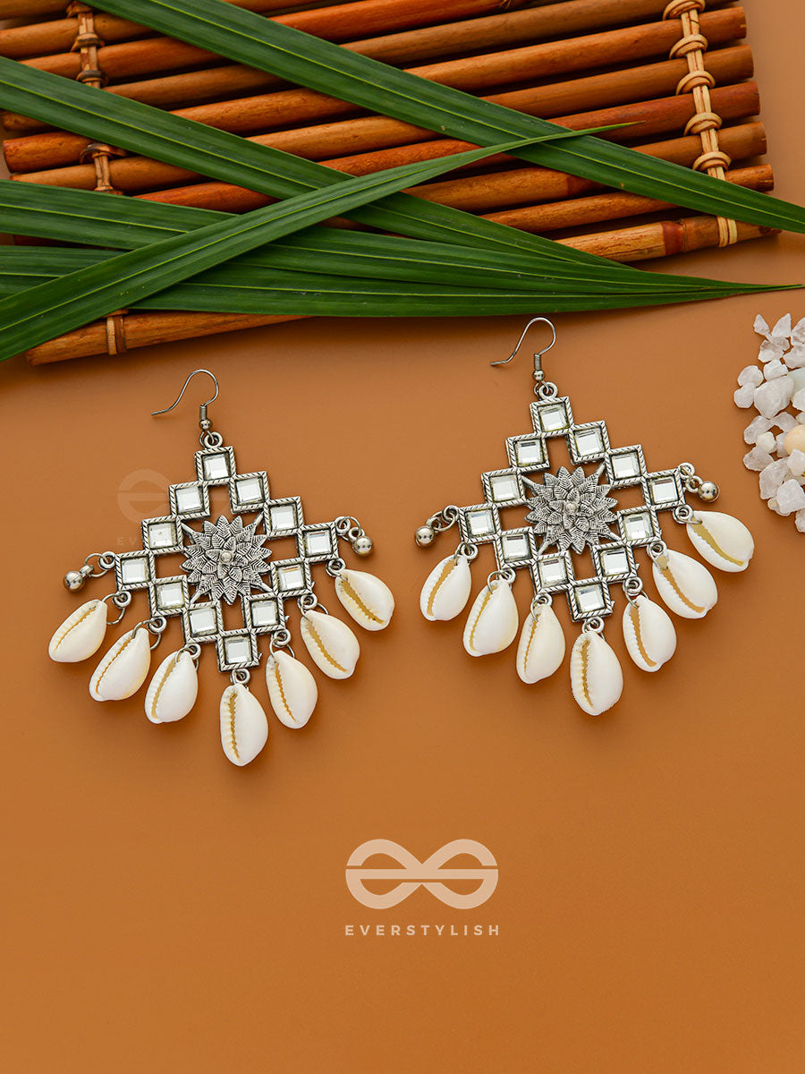 The Shell-Shocked Geometry - Silver Statement Oxidised Earrings