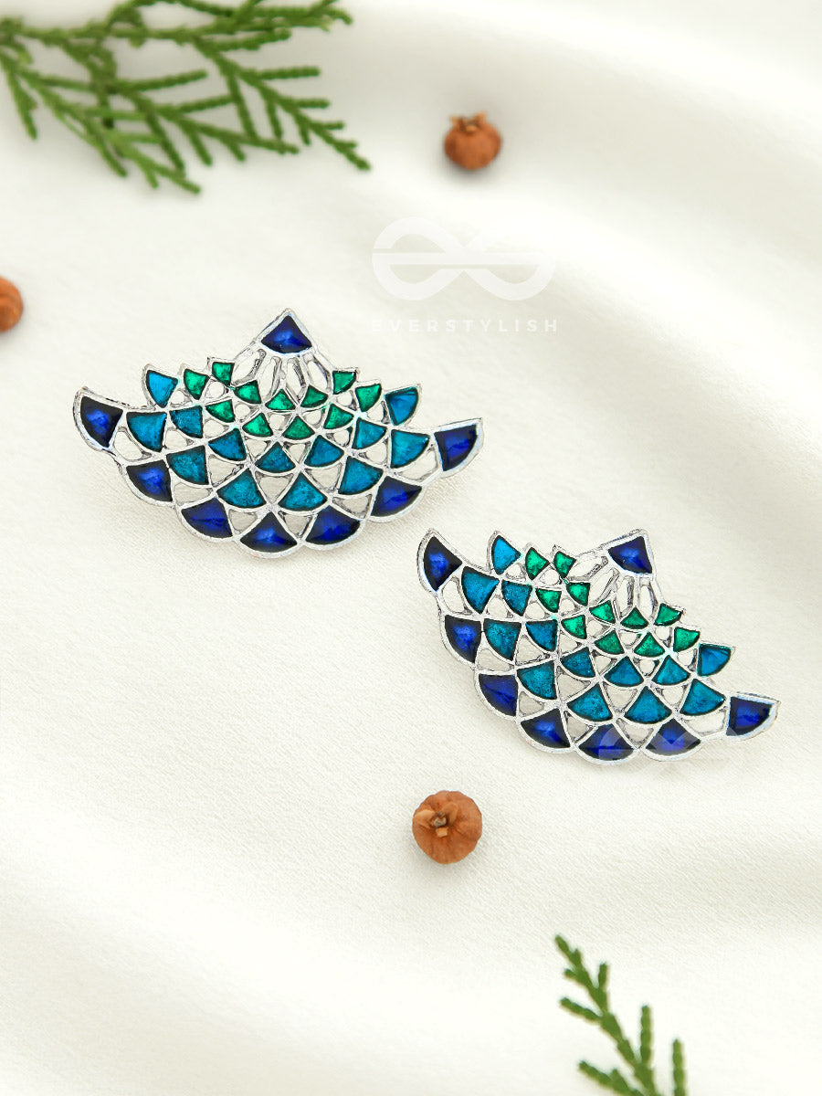 The Waves Of Ocean - Exquisite Enamelled Earrings