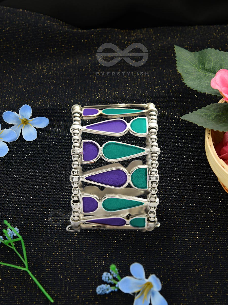 Kaliedoscope Of Colours - Statement Enamelled Bracelet (Teal - Violet)