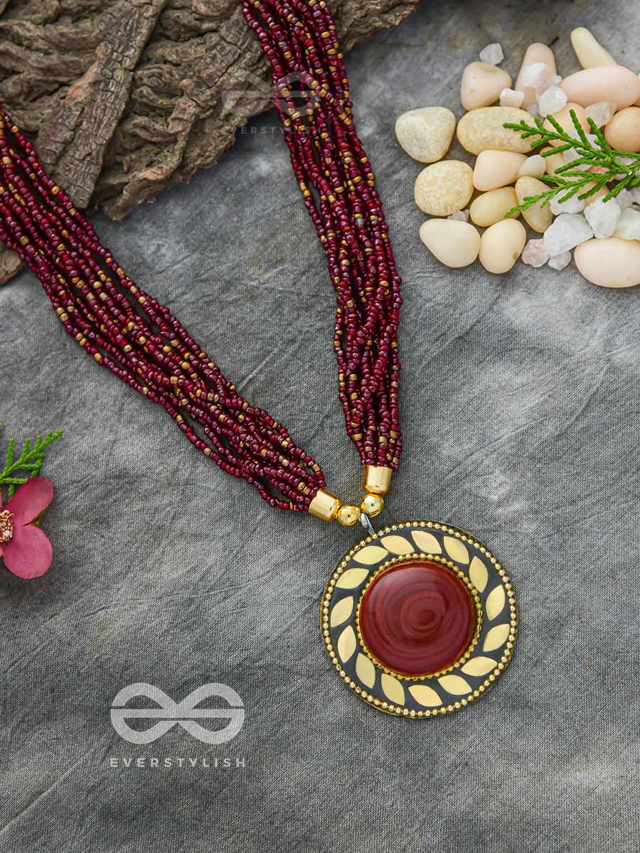 The Timeless Elegance- Beautiful Beaded Neckpiece (Mulberry)