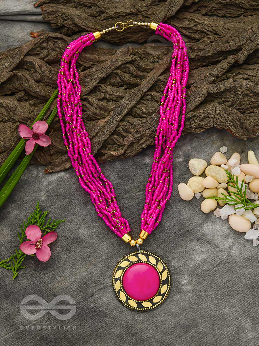 The Timeless Elegance- Beautiful Beaded Neckpiece (Magenta)