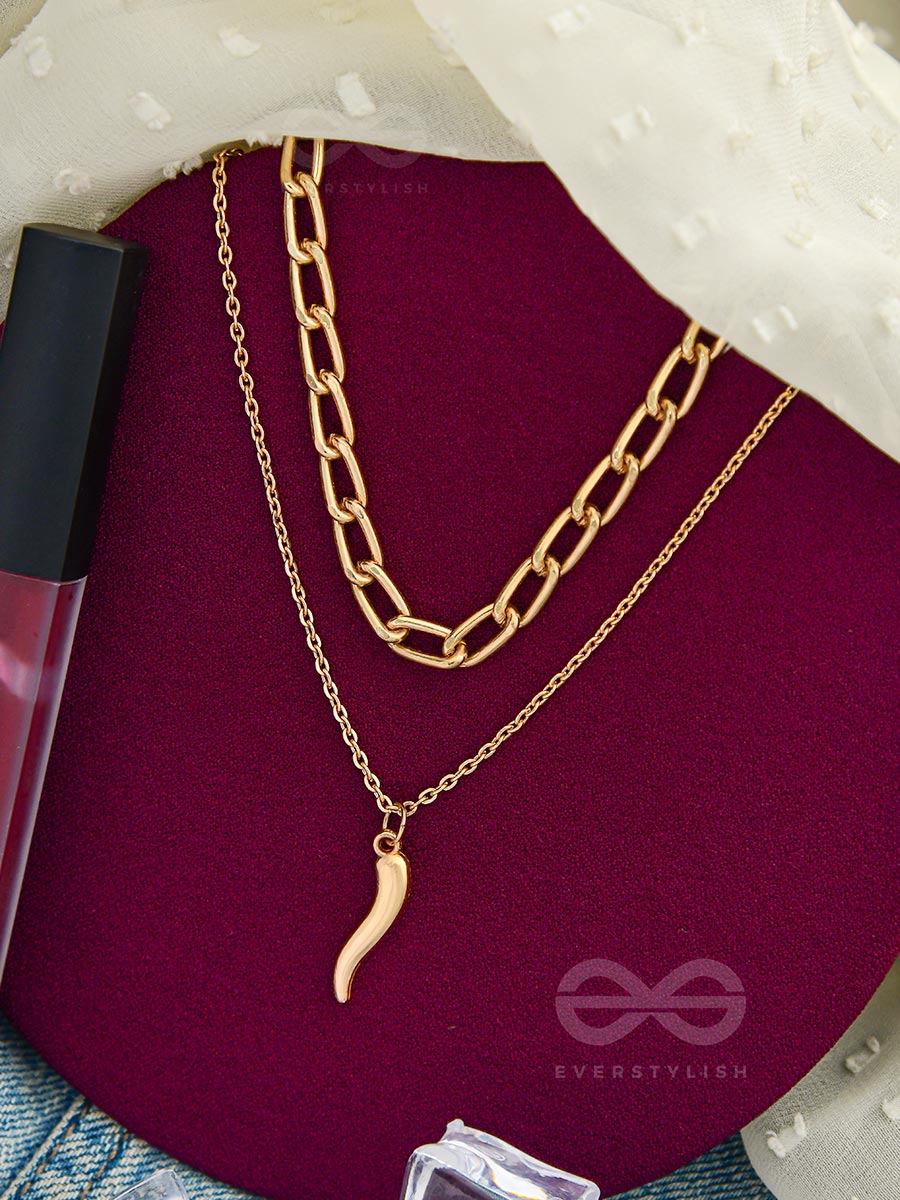 The Golden Quirk- Layered Statement Neckpiece With Anti-Tarnish Coating