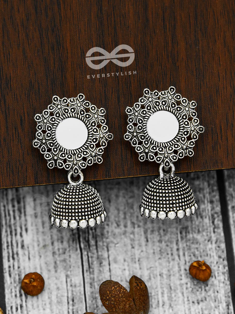 Mirage Of Petals Oxidised Jhumkas