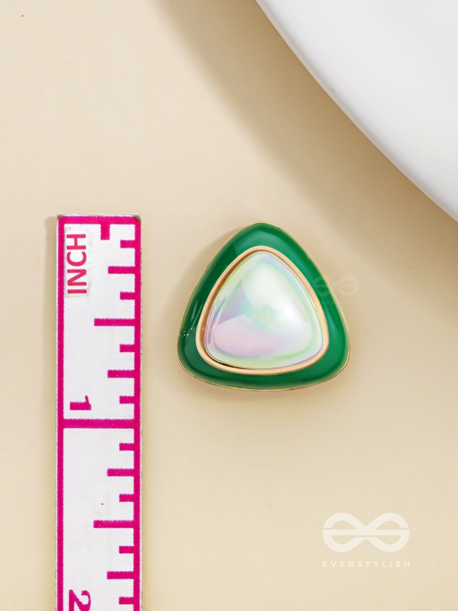 Emerald Drops- Green And White Stone Earrings