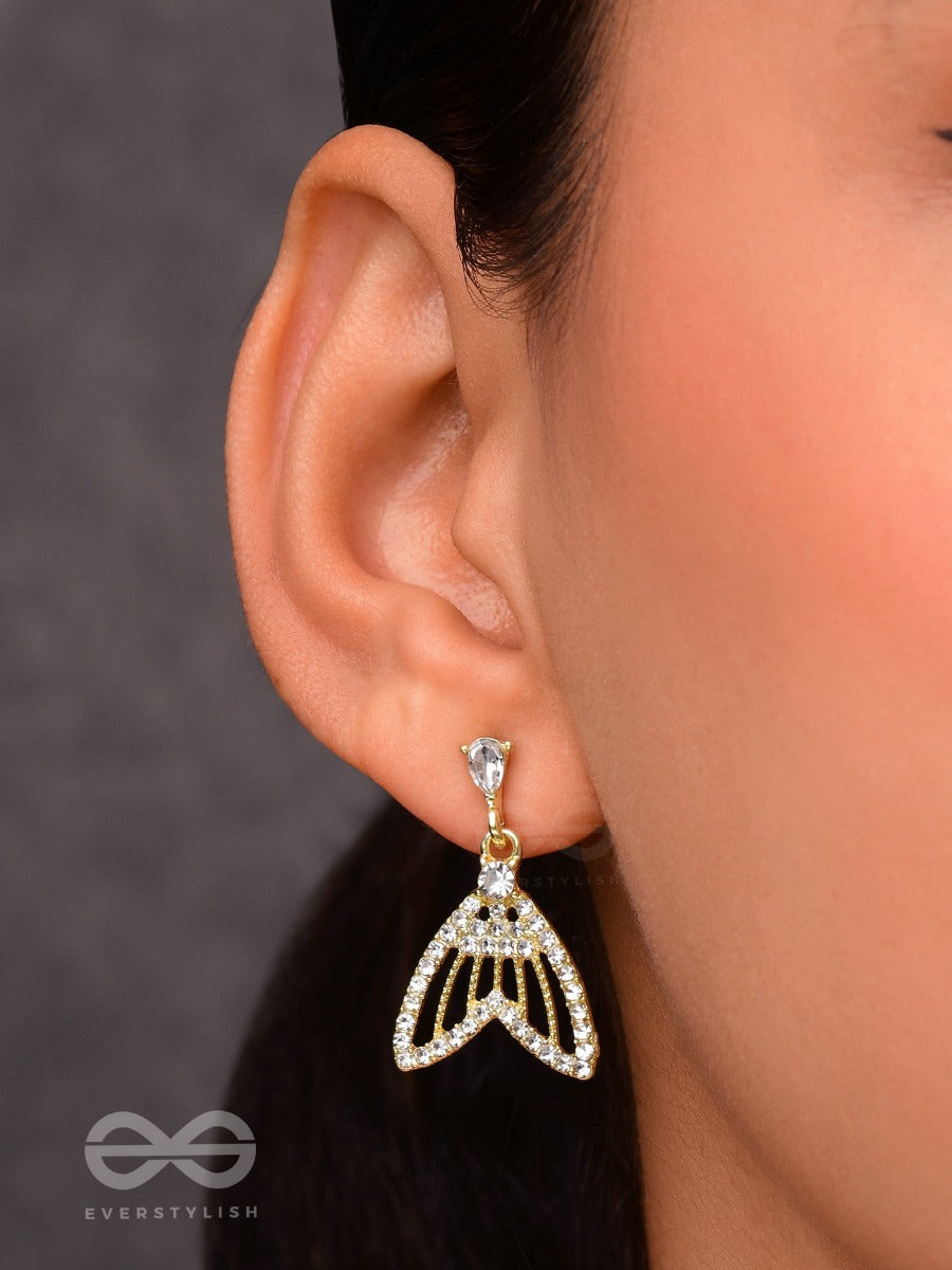 Sea Saga- Gem Stone And Rhinestones Studded Golden Earrings