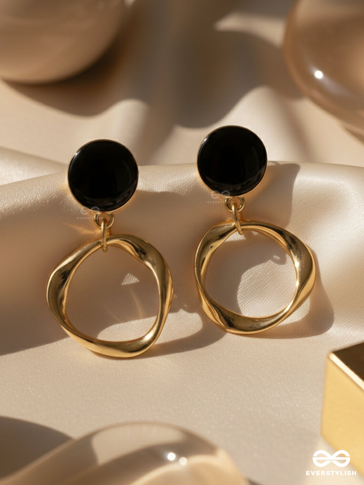 Raven Loops- Black And Golden Earrings