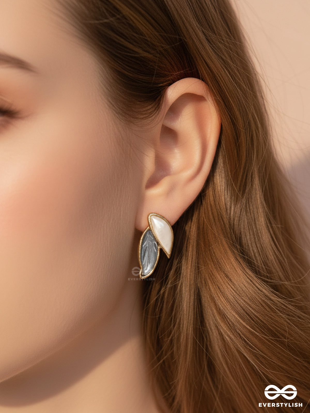 Petals Panache- Golden Enamelled Earrings (Sky Blue)