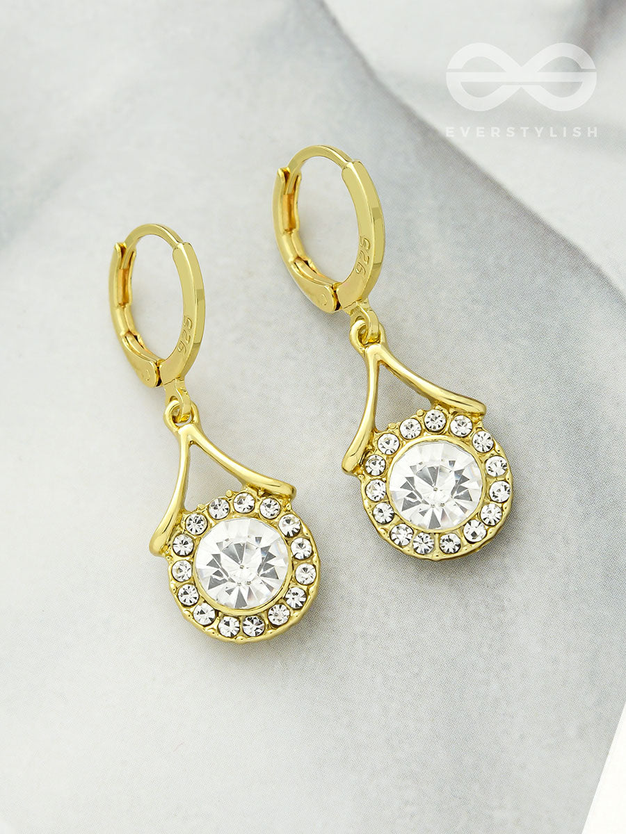 Scintillating Spheroids- Crystal And Rhinestones Studded Golden Earrings