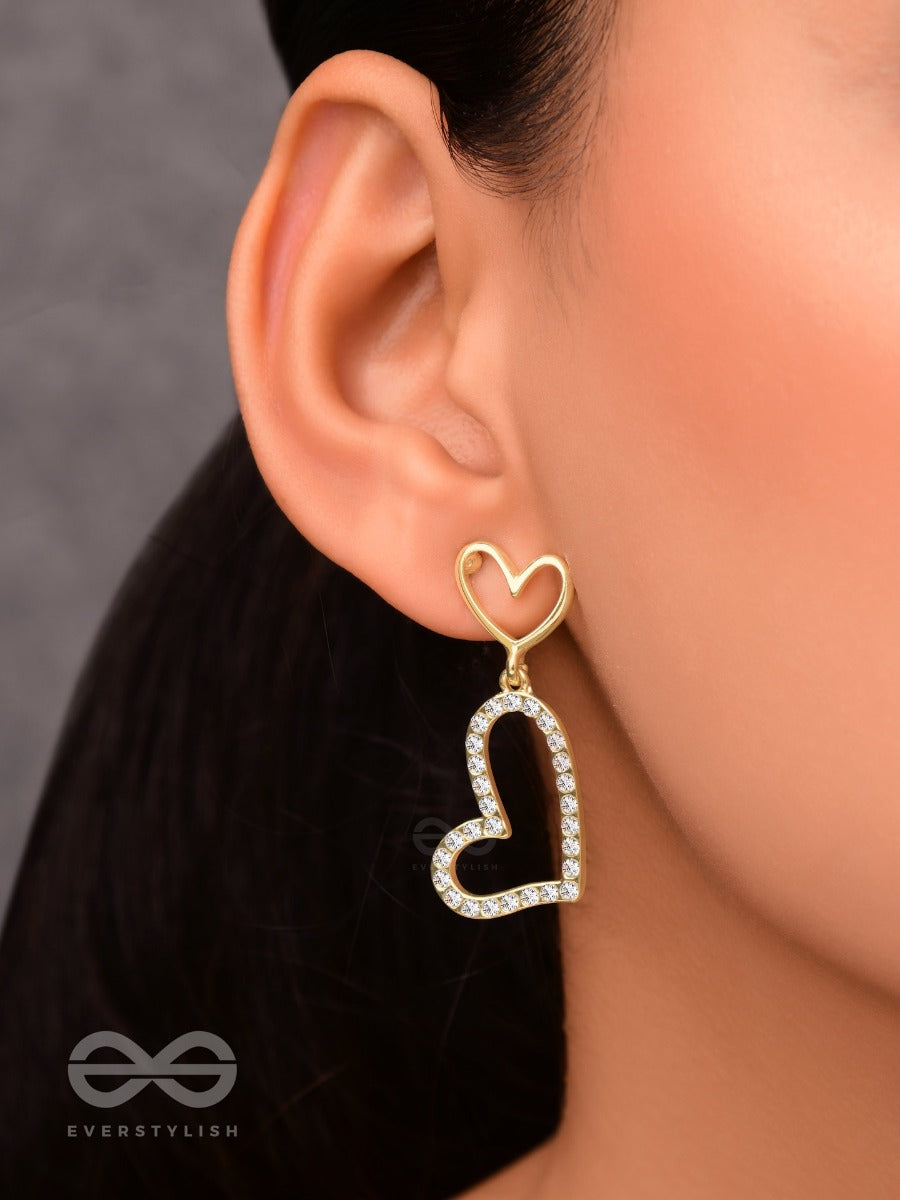 Radiant At Heart- CZ Stones Studded Golden Earrings