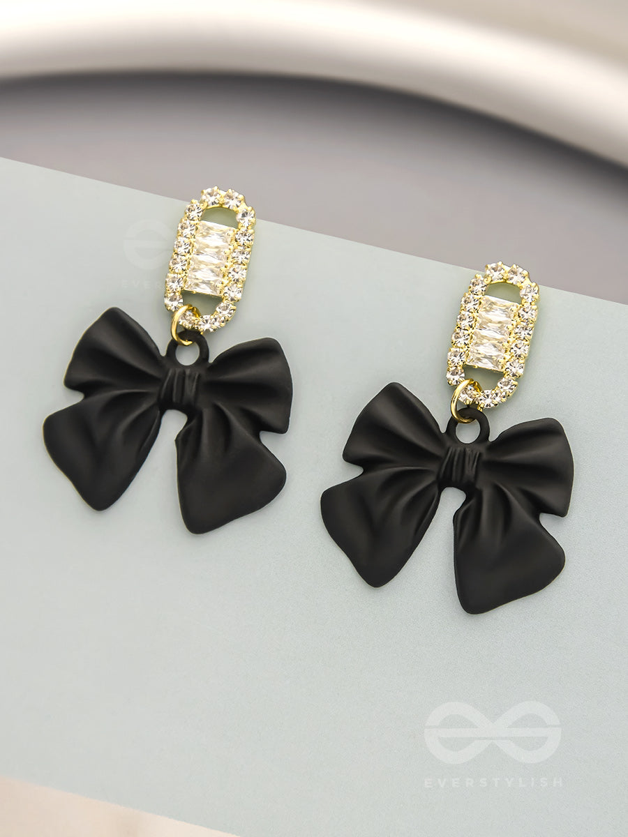 Ebony Divas- Rhinestones Studded Golden And Black Earrings