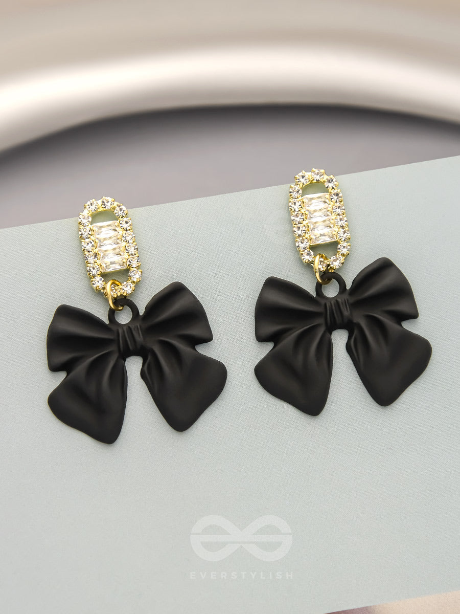 Ebony Divas- Rhinestones Studded Golden And Black Earrings