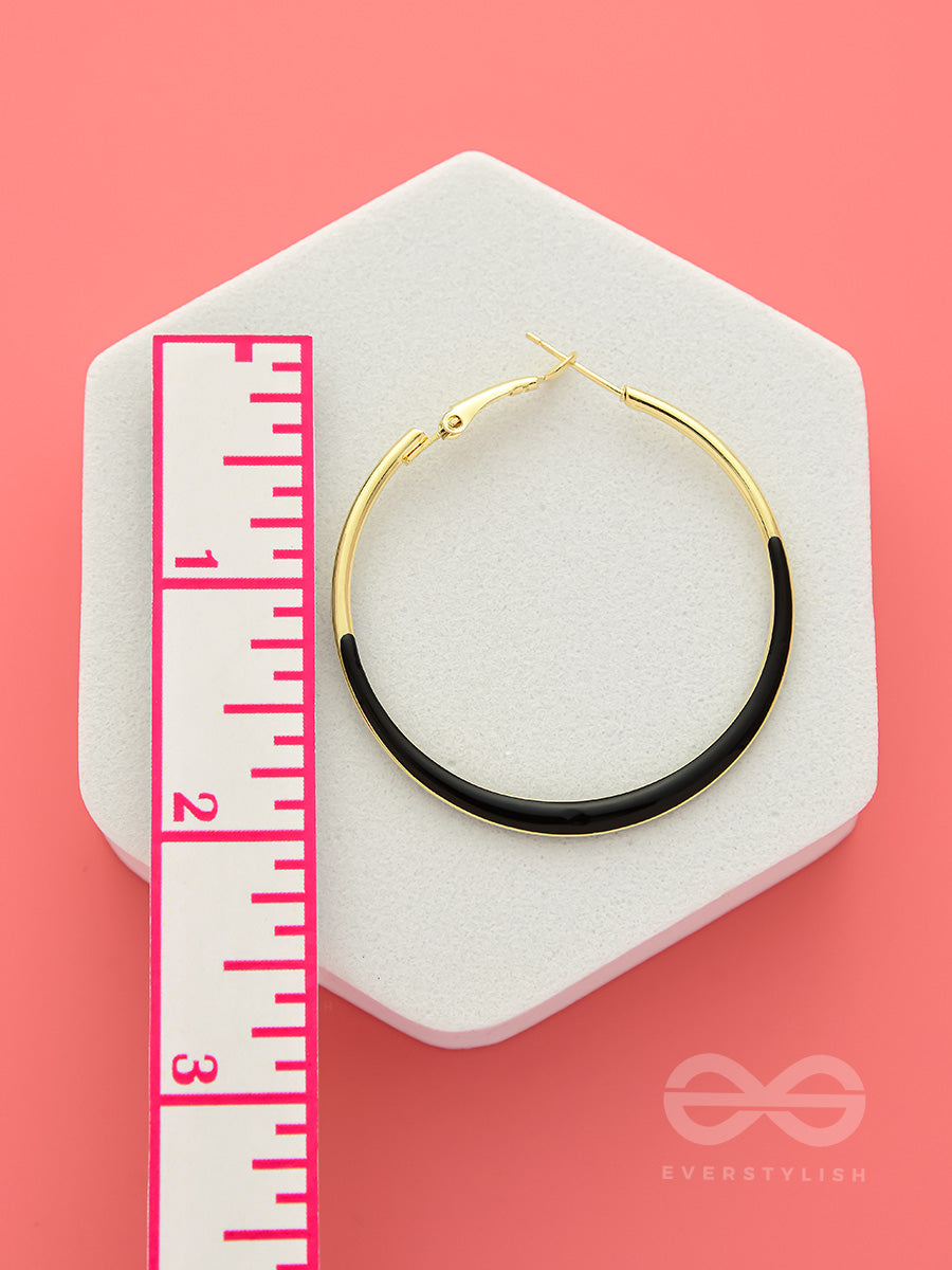 Smoky Loops- Black And Golden Hoop Earrings