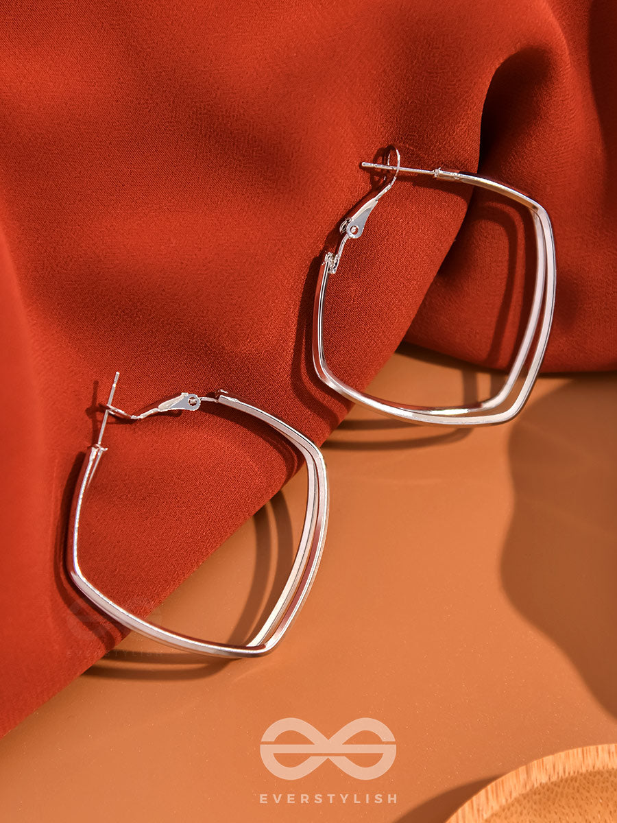Fair N Square- Elegant Silver Hoops