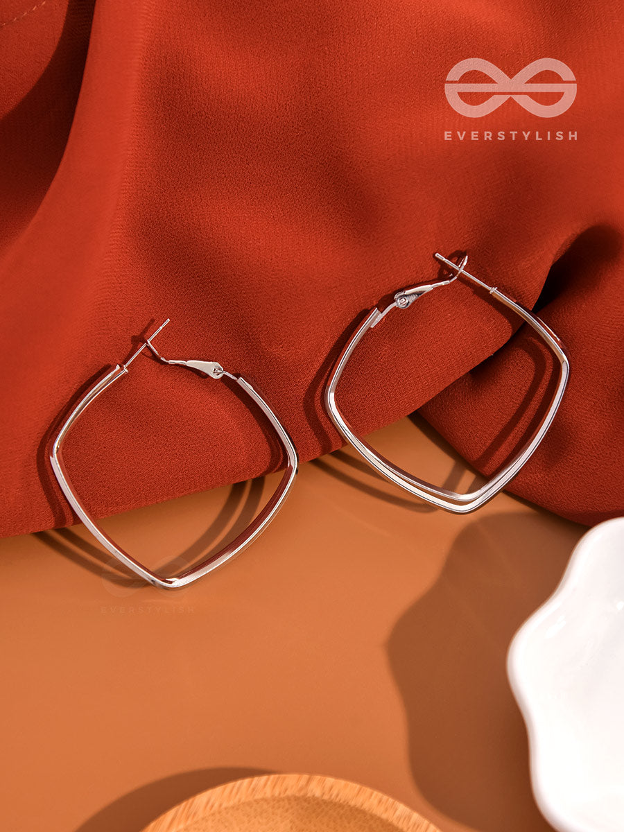 Fair N Square- Elegant Silver Hoops