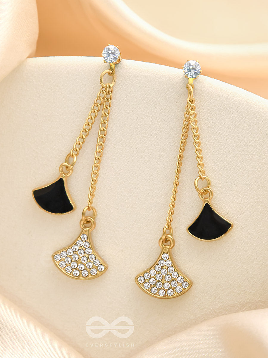 The Pendulum Effect- Black And Golden Earrings