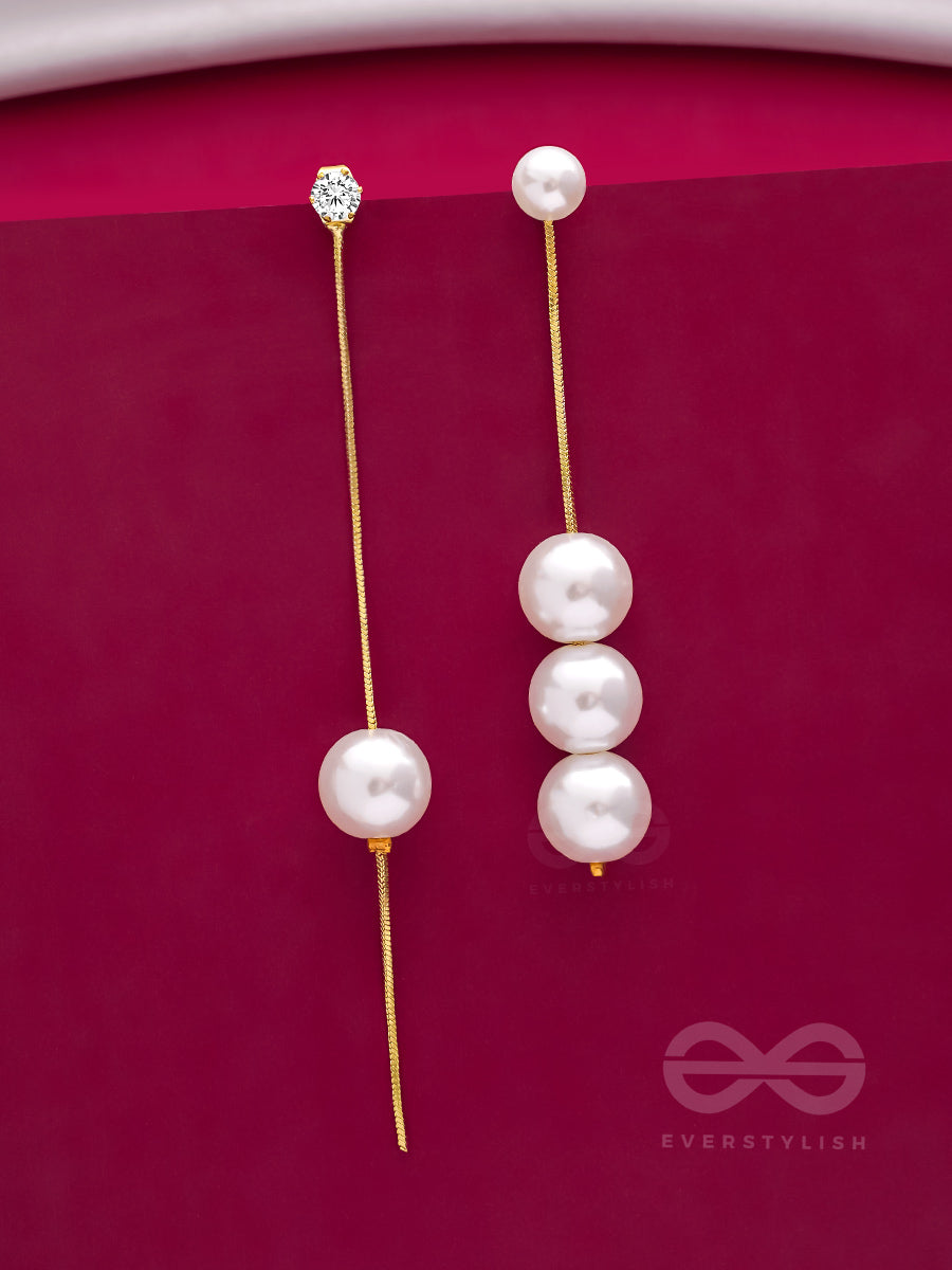 String-Of-Pearls- Golden Pearl Earrings