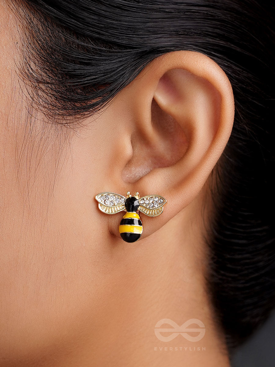 The Busy Bee- Golden Rhinestones Earrings