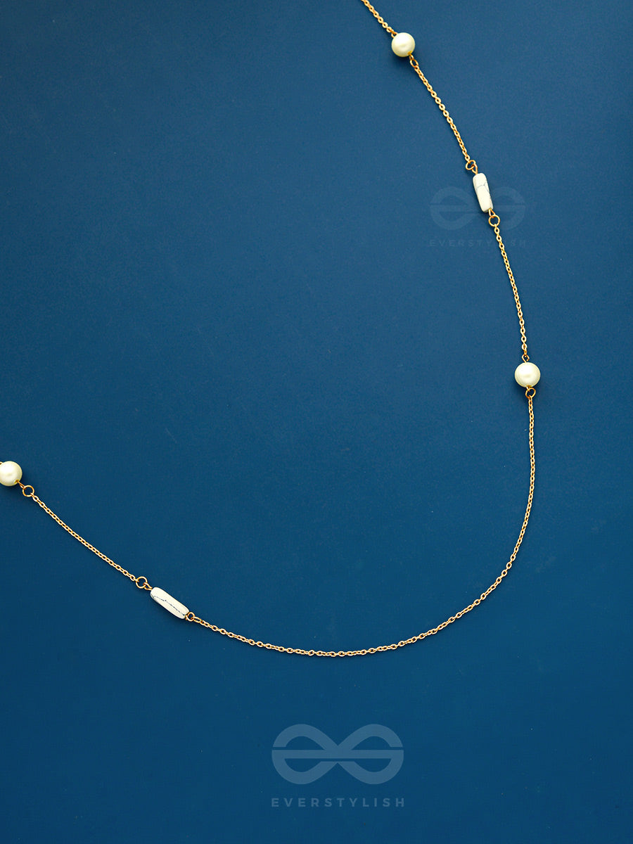 Pearls N Pebbles - Golden Pearl Necklace With Anti-Tarnish Coating