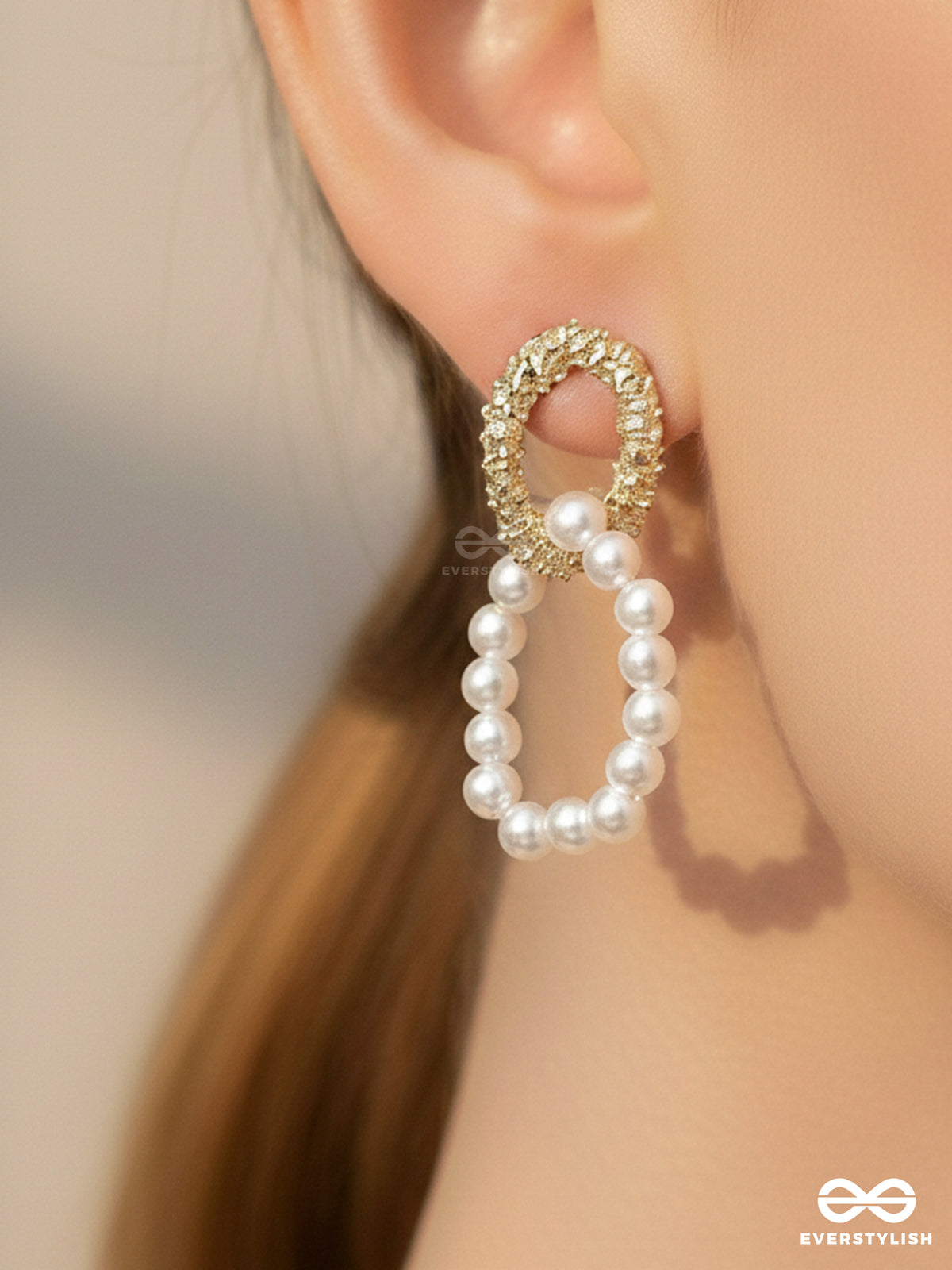 Sun N Moon- Golden Pearl Earrings
