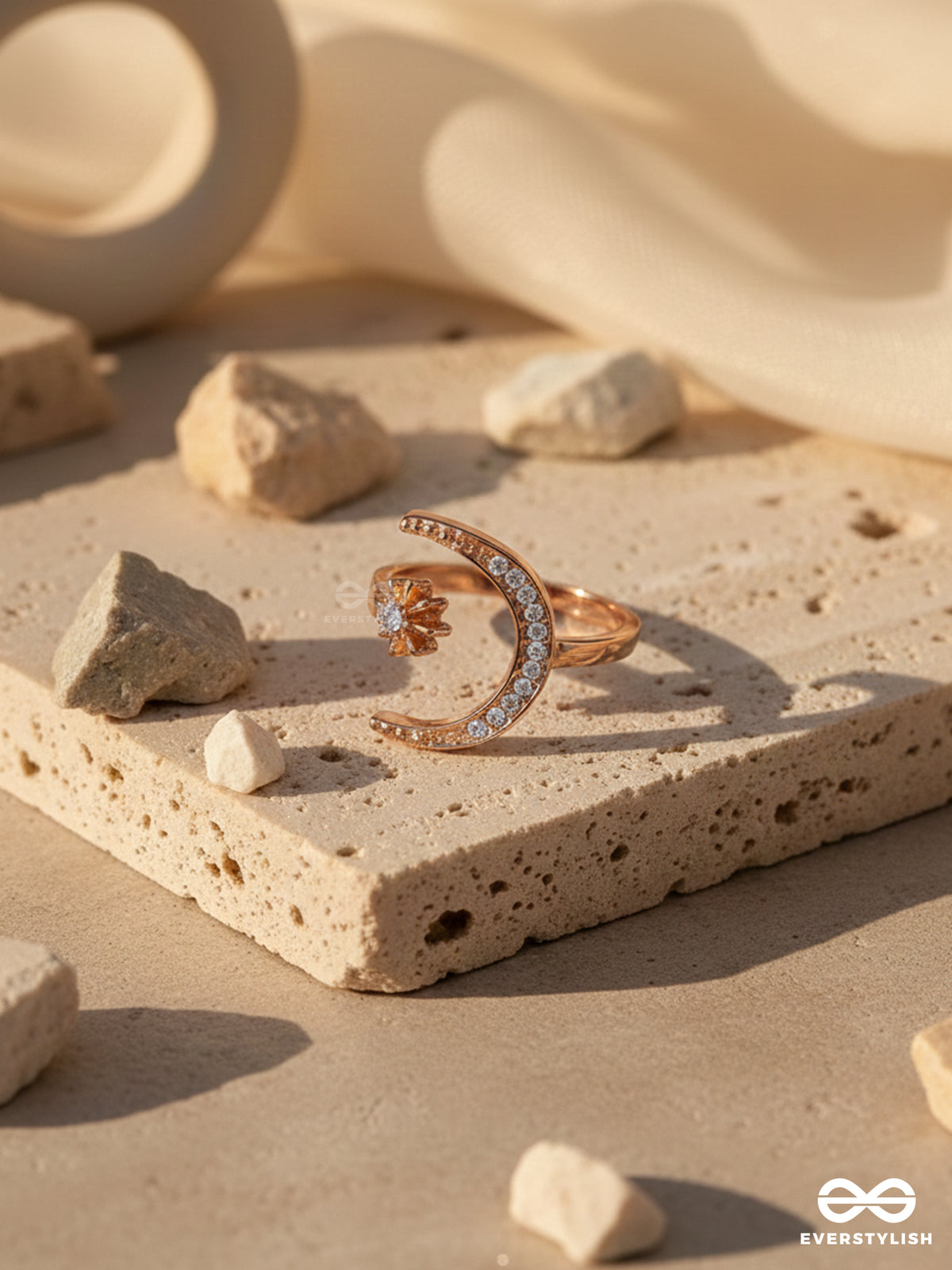The Night Sky- Rose Golden Rhinestones Ring