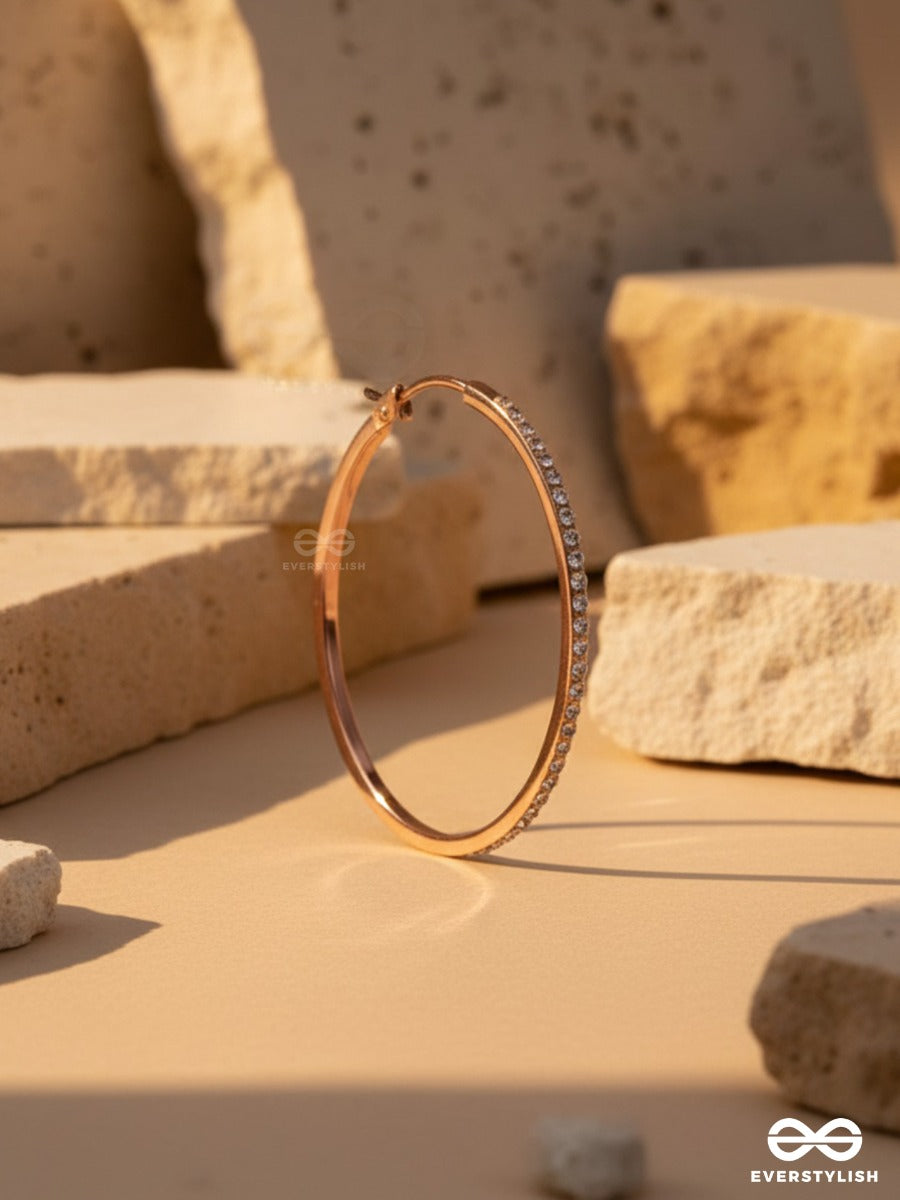 The Ring Of Light- Rose Gold Rhinestones Hoop Earrings
