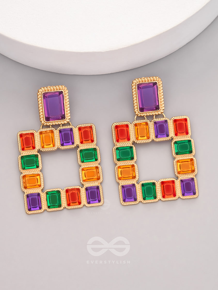 Sunshine N Rainbows- Golden Enamelled Earrings