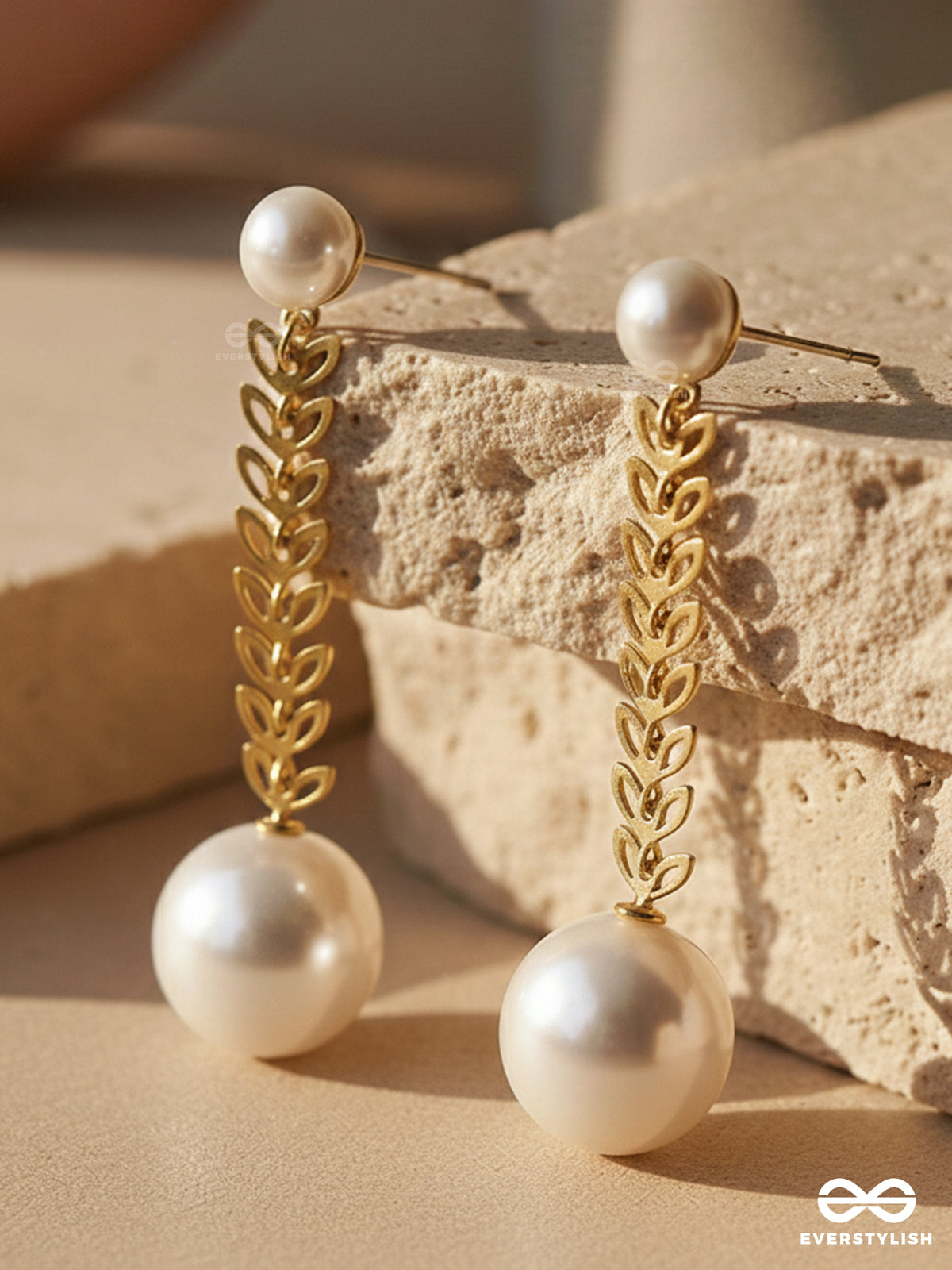 The Dewy Fir- Golden Pearl Earrings