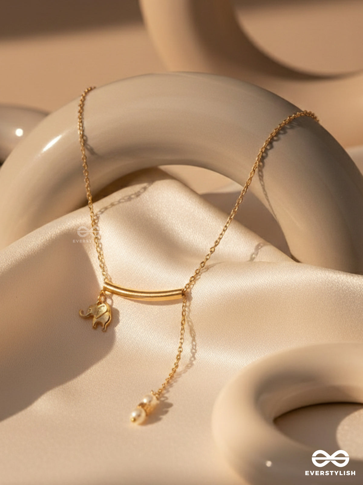 The Ivory Dreamcatcher- Golden Bead Necklace With Anti-Tarnish Coating