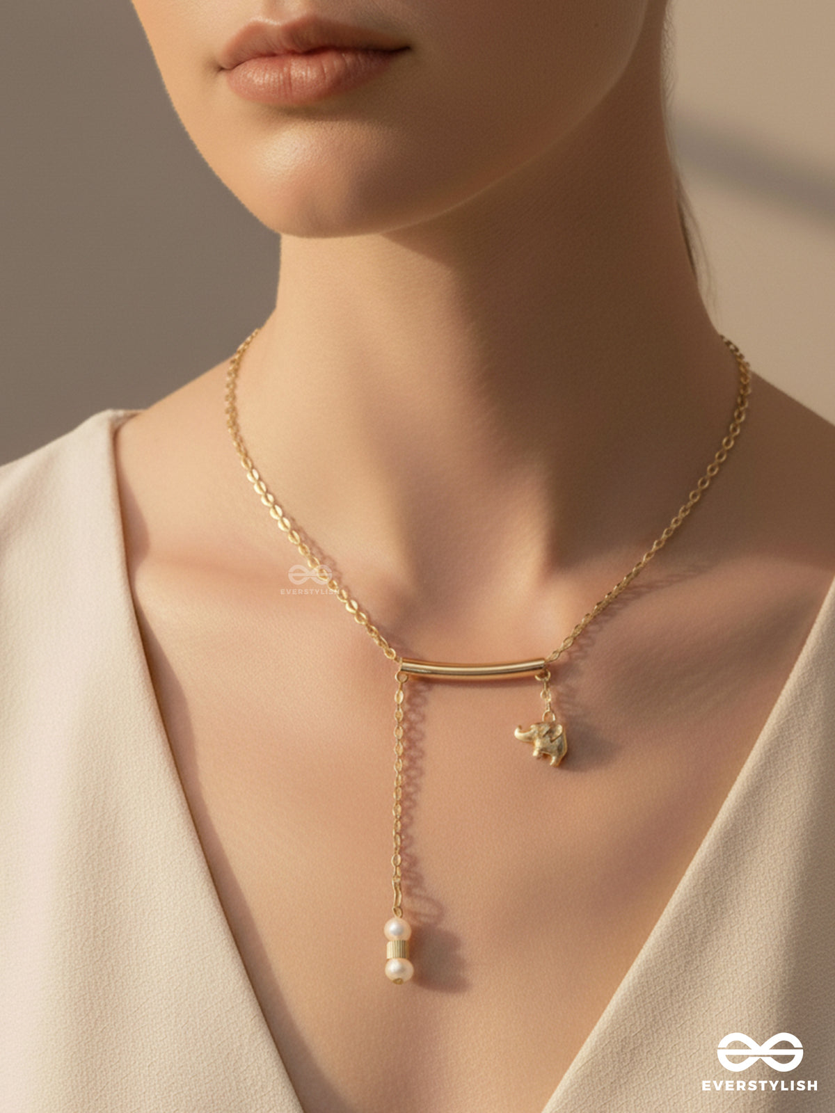 The Ivory Dreamcatcher- Golden Bead Necklace With Anti-Tarnish Coating