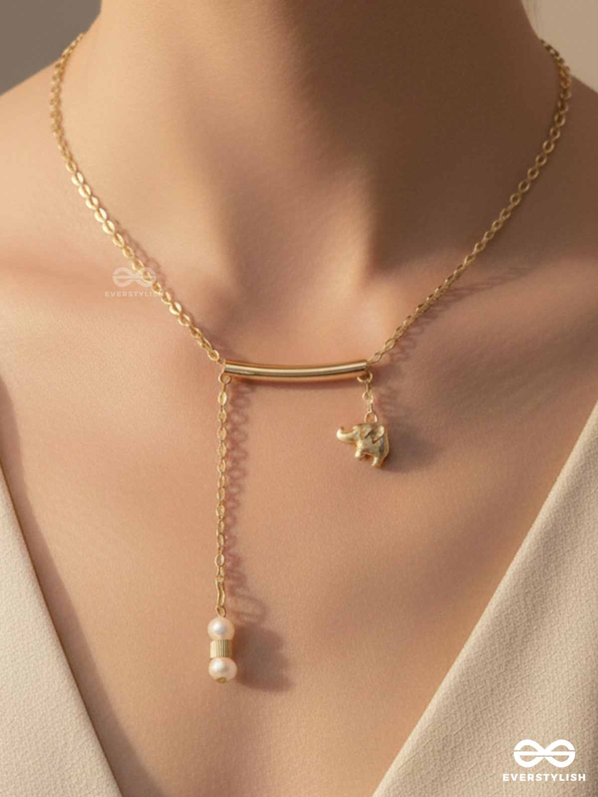 The Ivory Dreamcatcher- Golden Bead Necklace With Anti-Tarnish Coating
