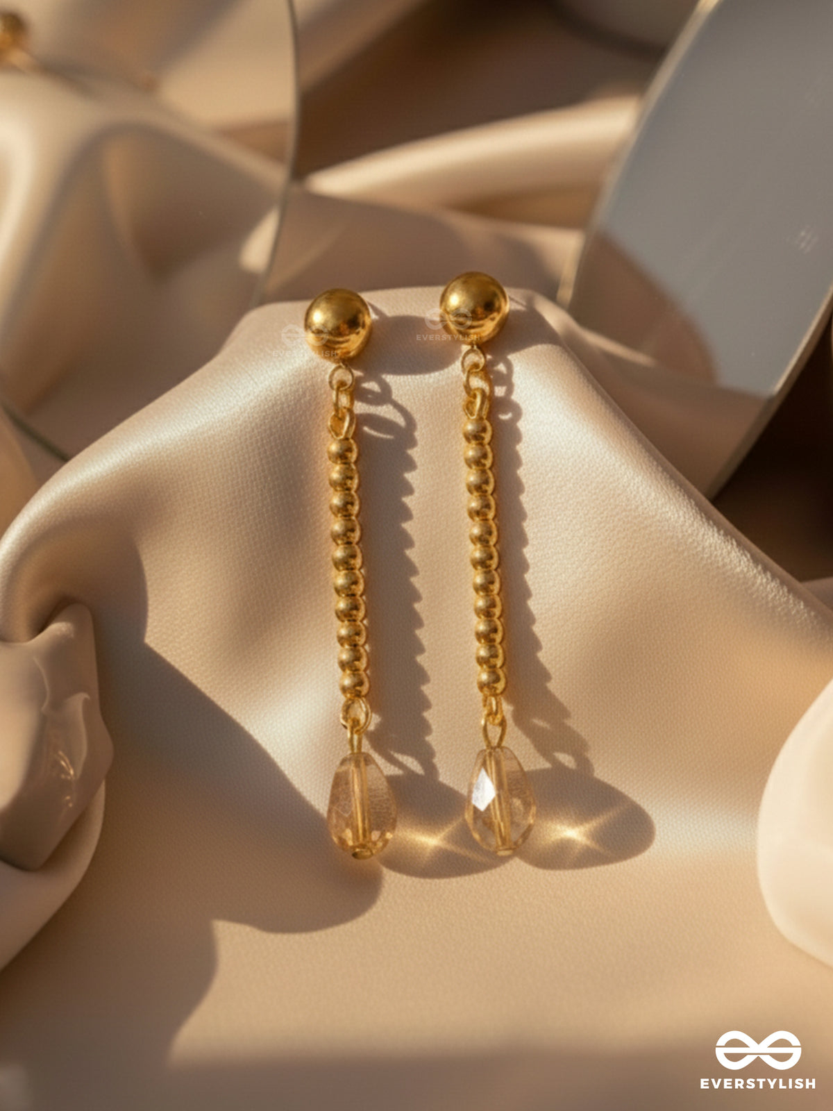 Tears Of Joy- Golden Crystal Beads Earrings