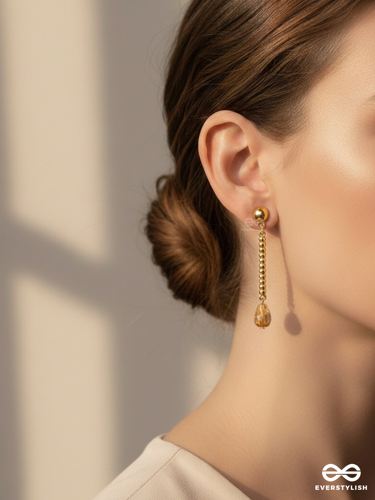 Tears Of Joy- Golden Crystal Beads Earrings