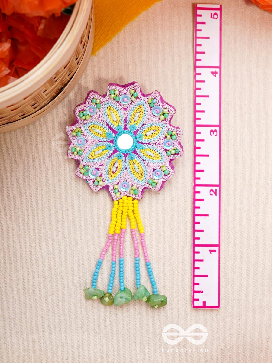 Vyoman- The Skies- Mirror , Resham , Beads And Sequins Embroidered Earrings (Multicoloured)
