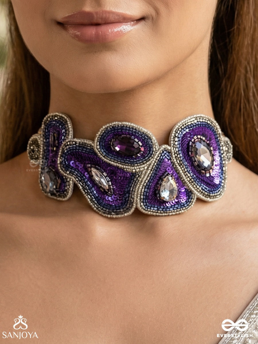 Kimaya - The Divine - Sequins, Cutdana And Stone Hand Embroidered Choker Neckpiece