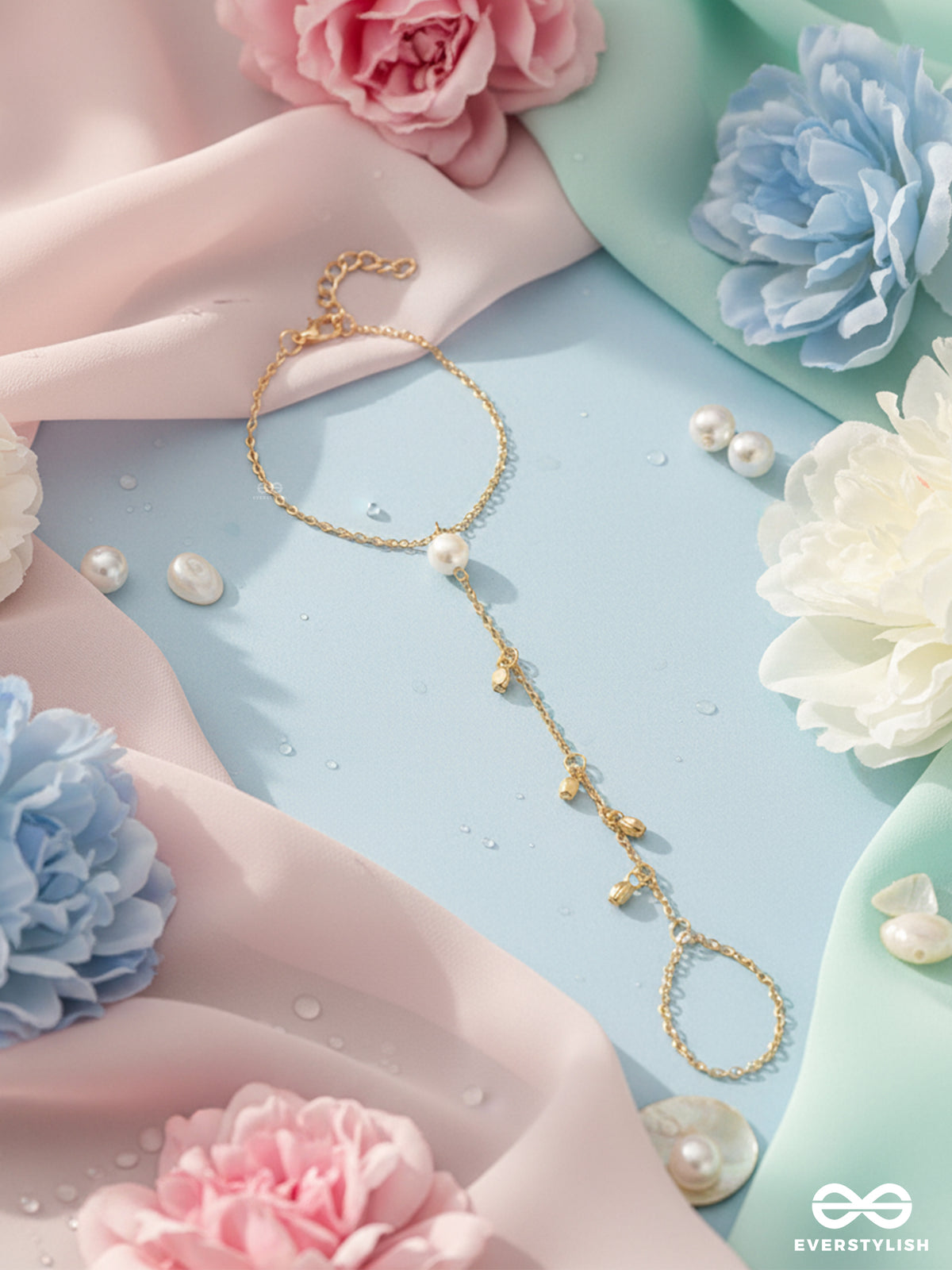 The String Of Luck- Golden Pearl Hand Harness Bracelet