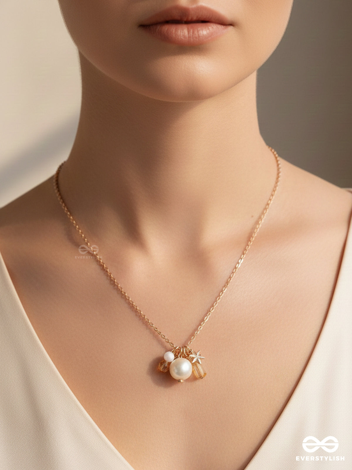 A Piece Of Sky- Golden Pearl Necklace With Anti-Tarnish Coating